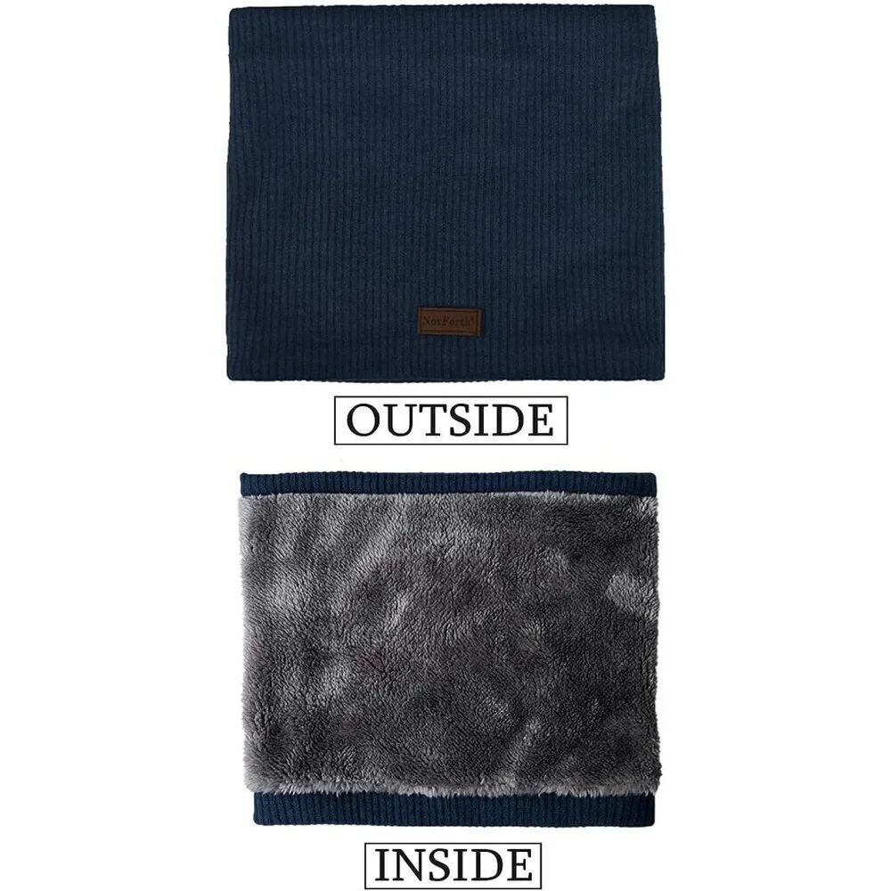 Men's Grey Navy Winter Ski Neck Gaiter Face Scarf Fleece Lined Windproof Scarves